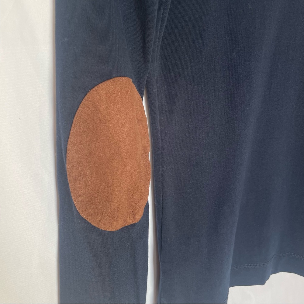 LRL Navy Blue Longsleeve Crewneck w/ Suede Shoulder Patch 100% Cotton Size M - Picture 7 of 10